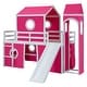 preview thumbnail 4 of 27, Playhouse Twin Size Loft Bed with Slide Pink Tent and Tower