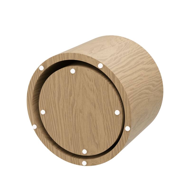 Nesting Coffee Table Set of 2 Minimalist Coffee Table with Wood Grain Veneer, Round Tea Table and End Table Set, for Living Room