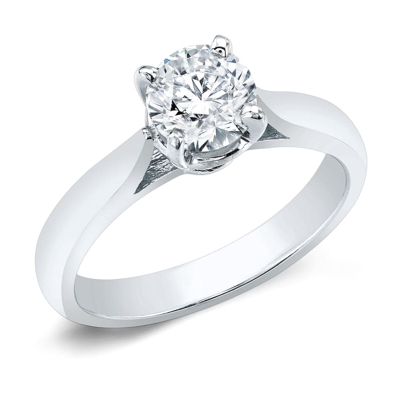 Auriya 14k Gold Brilliant Round 1/2 carat Moissanite Solitaire Engagement Ring
