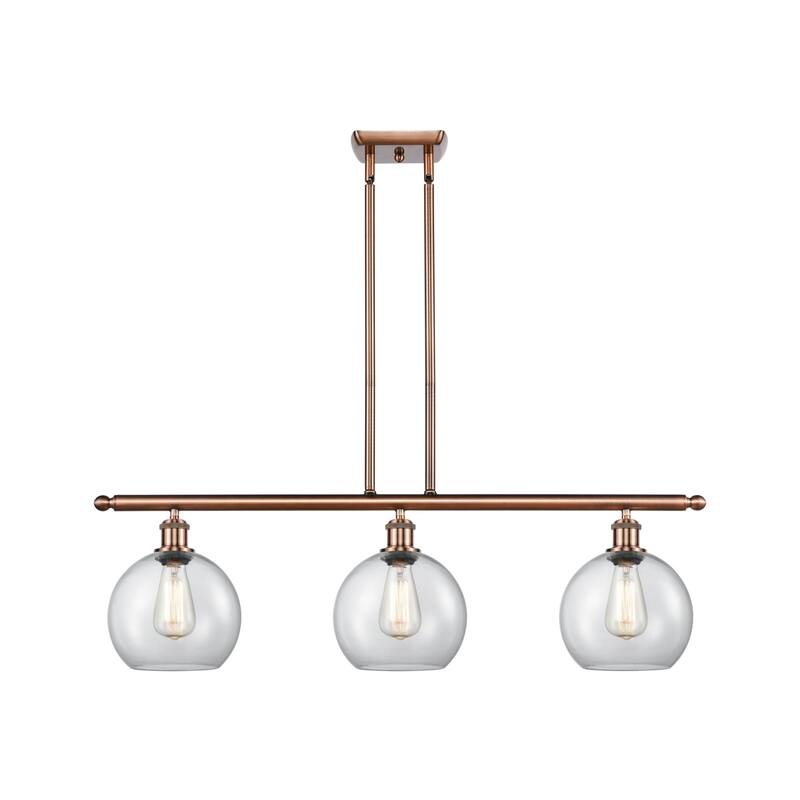 Innovations Lighting 516-3I-11-36 Athens Linear Athens 3 Light 36" - Antique Copper / Clear
