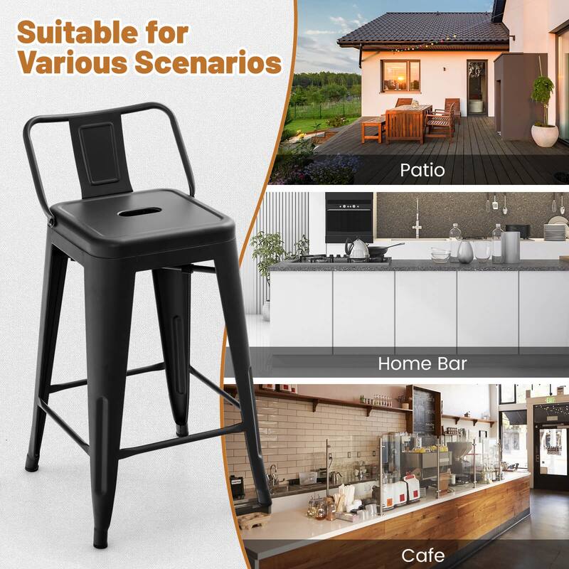 Costway Set of 4 Low Back Metal Counter Stool 24'' Seat Height - see details
