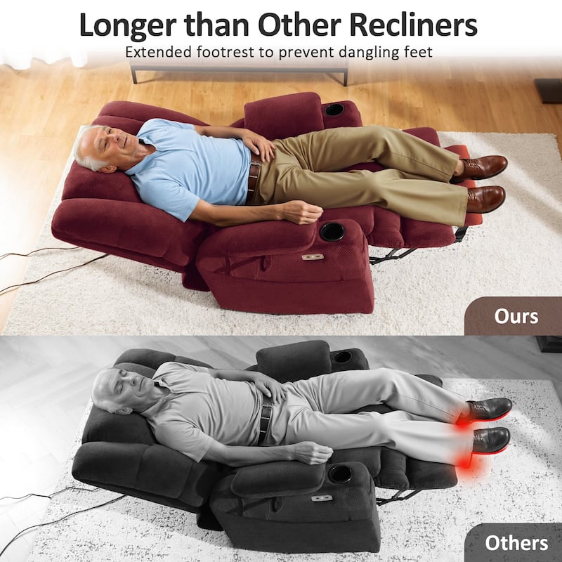 MCombo Large Dual Motor Power Lift Recliner Chair with Massage and Dual Heating for Elderly People, Faux Leather