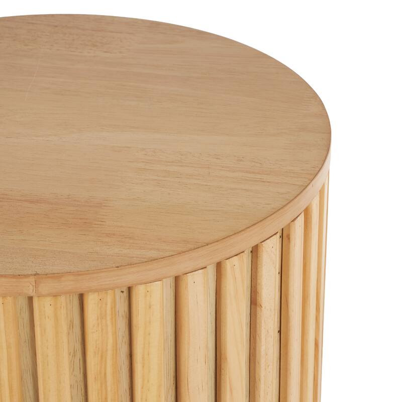 Wood Handmade Ribbed Storage Accent Table with Slatted Base - Brown or Black - Roche River Decor