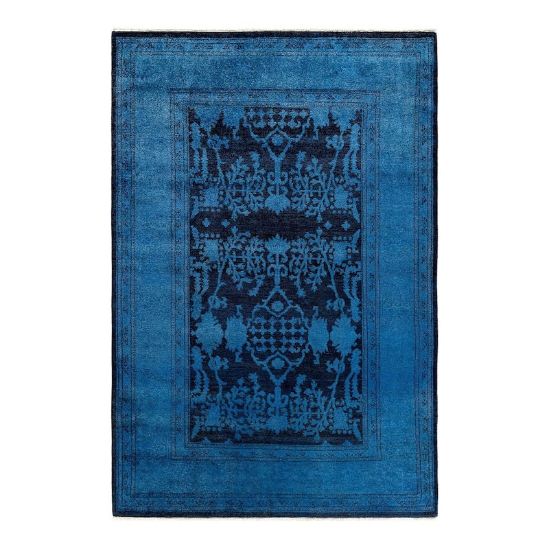 Vibrance, One-of-a-Kind Handmade Area Rug - Blue, 5' 1" x 7' 7" - 5' 1" x 7' 7"