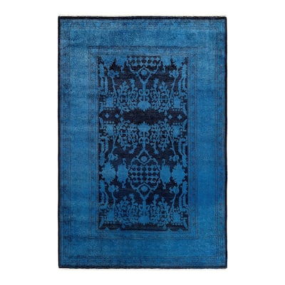 Vibrance, One-of-a-Kind Handmade Area Rug - Blue, 5' 1" x 7' 7" - 5' 1" x 7' 7"