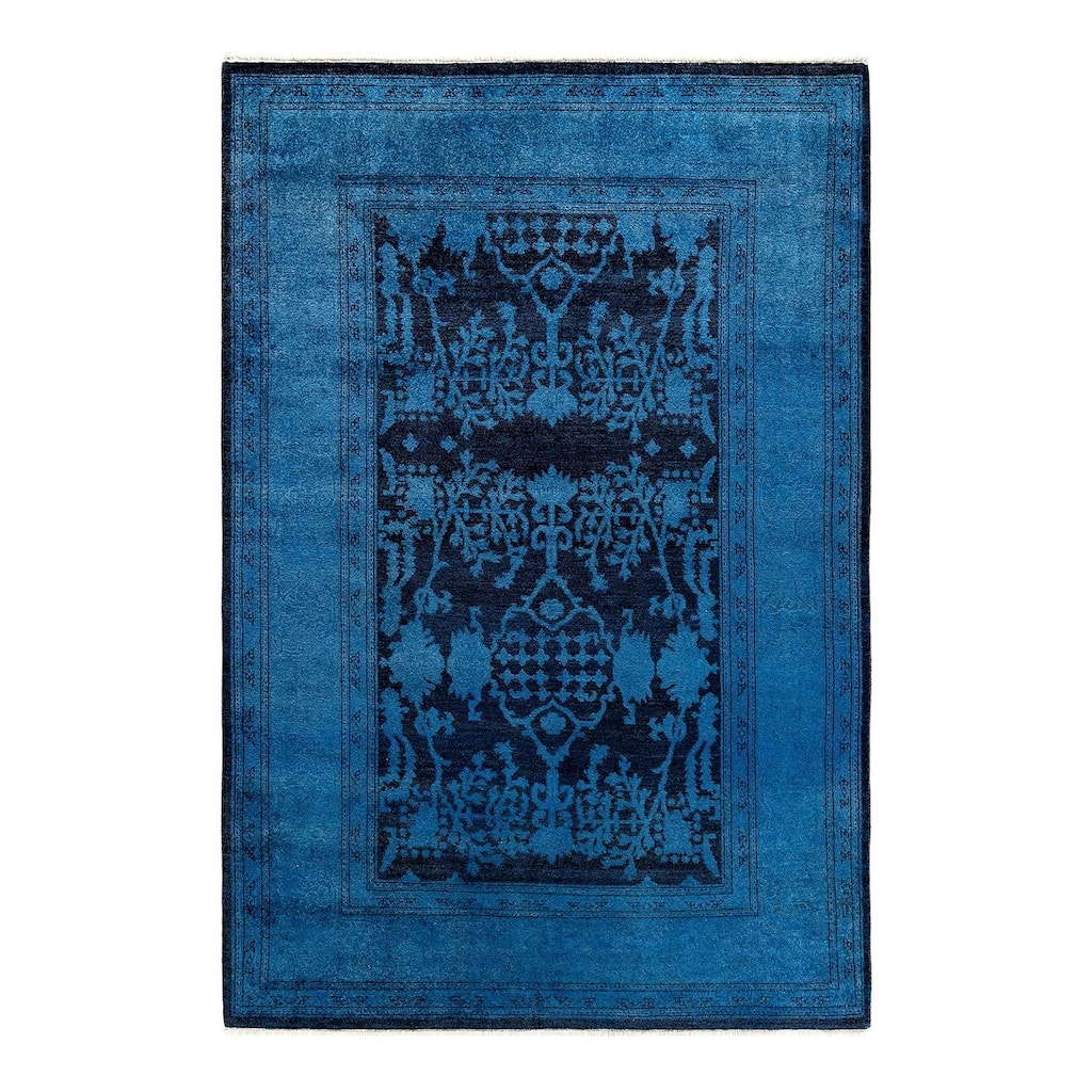 Vibrance, One-of-a-Kind Handmade Area Rug - Blue, 5' 1" x 7' 7" - 5' 1" x 7' 7"