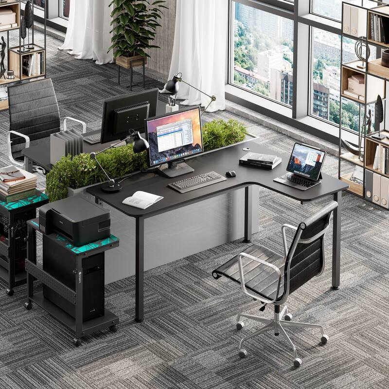 60" Large Home Office Corner Desk L-Shaped Computer Desk with Mouse Pad