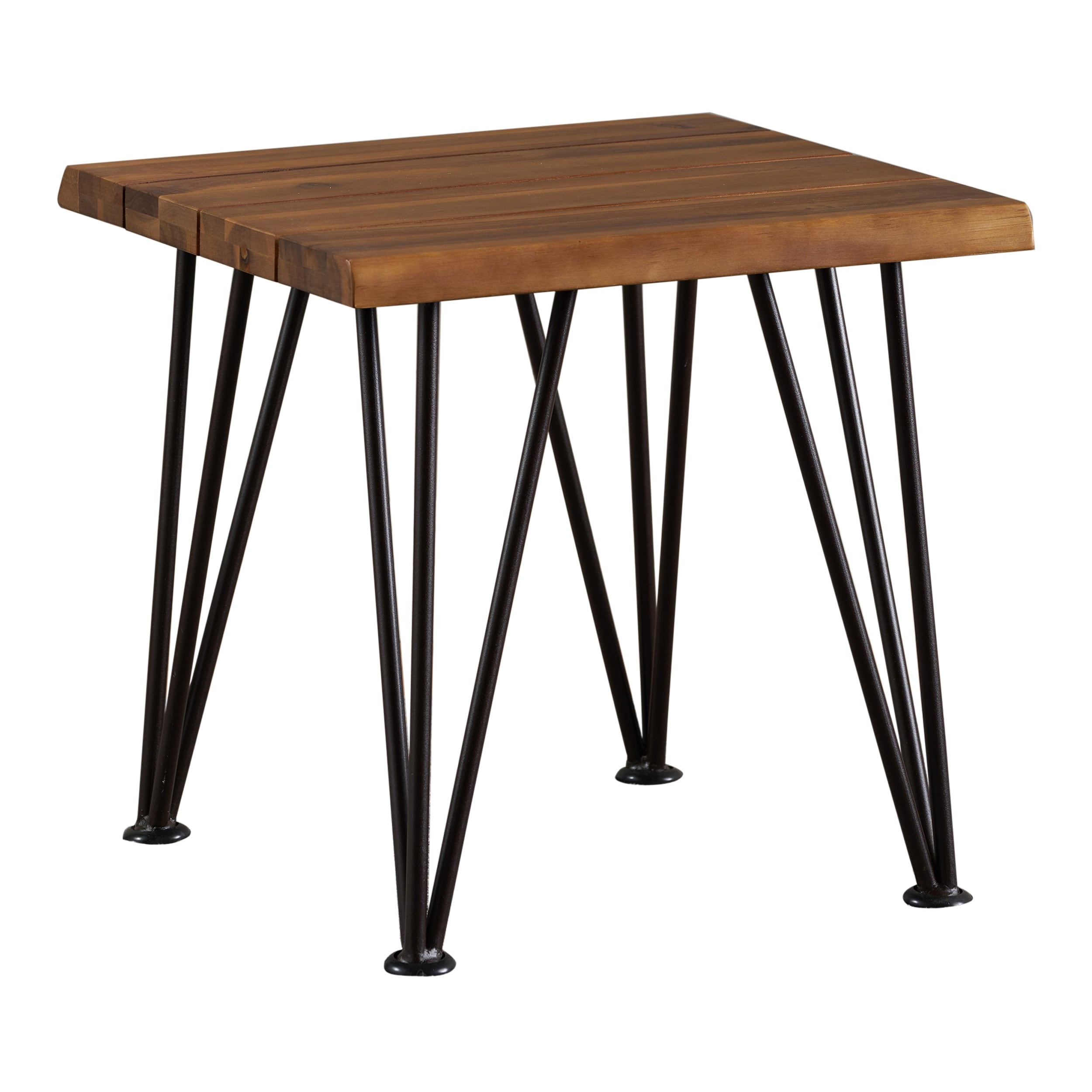 Zion Outdoor Acacia Wood Industrial Side Table by Christopher