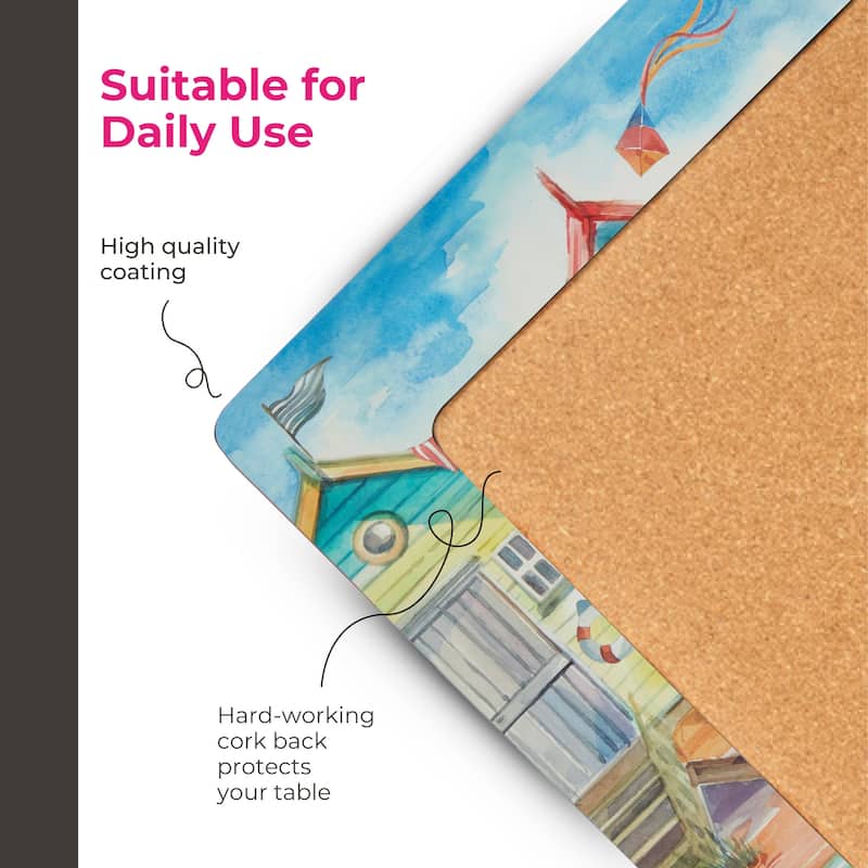 Portmeirion Beach Huts Placemats, Set of 4