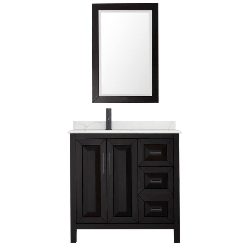 Daria 36-inch Single Vanity, Single Hole Quartz Top, 24-inch Mirror