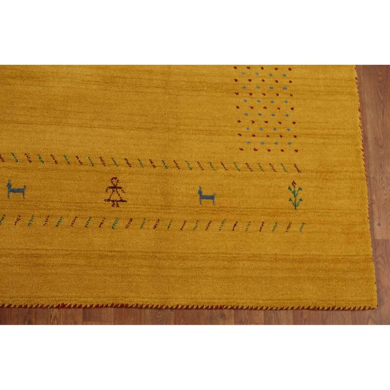 Tribal Yellow Gabbeh Indian Rug Hand-Knotted Oriental Wool Carpet - 8'4"x 10'0"