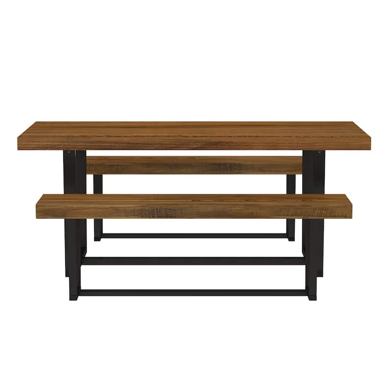 Middlebrook Solid Wood 3-Piece Dining Set with 60-inch Benches