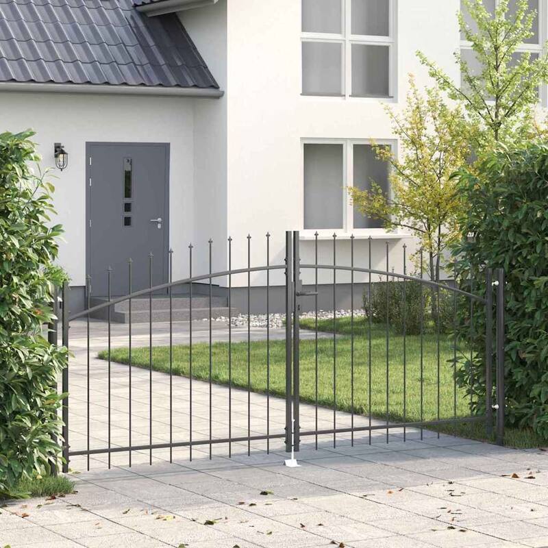 vidaXL Garden Gate with Lock Gray Steel - 49.2" x 118.1