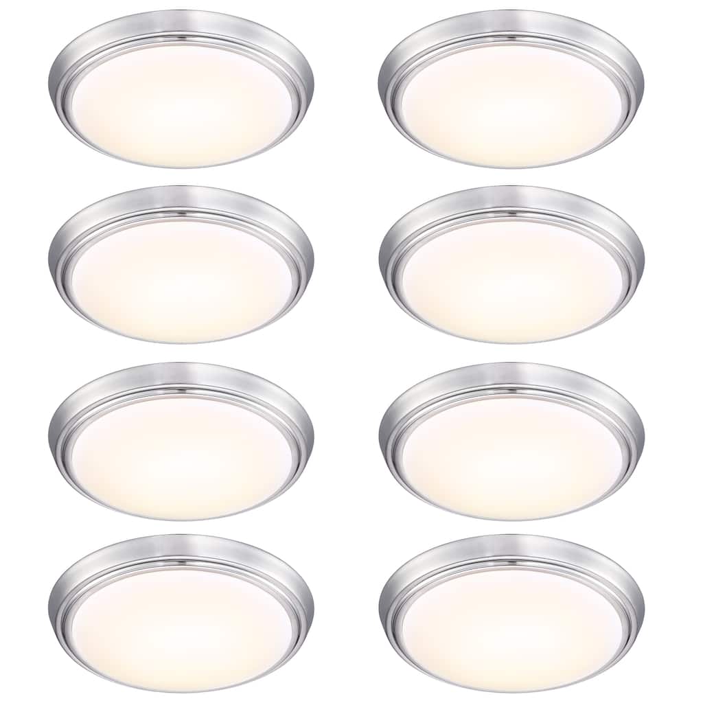 8 Pack 11-Inch LED Brushed Nickel Flush Mount Ceiling Light - 11" x 11" x 2"