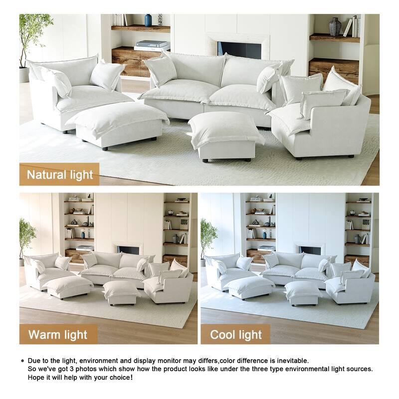 6 Piece Oversized Chenille Comfy Cloud Modular Sectional Sofa Set