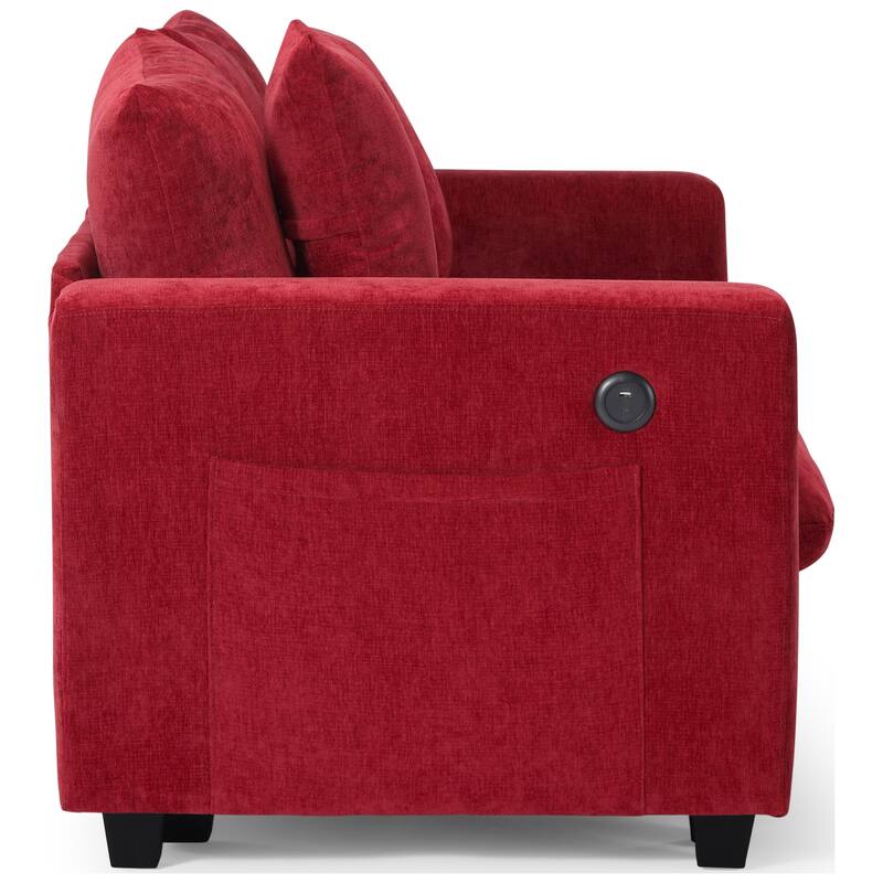 Lucca 4-Piece Chenille Upholstered Modular Sectional with USB Port