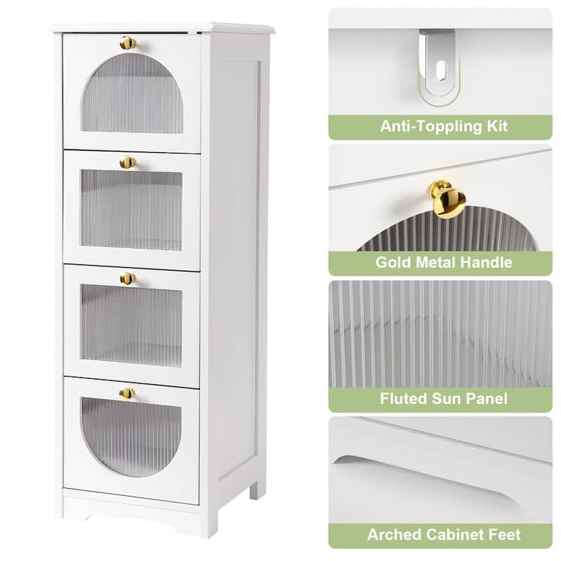 Bathroom Floor Cabinet, Freestanding Small Bathroom Storage Cabinet with 4 Drawers