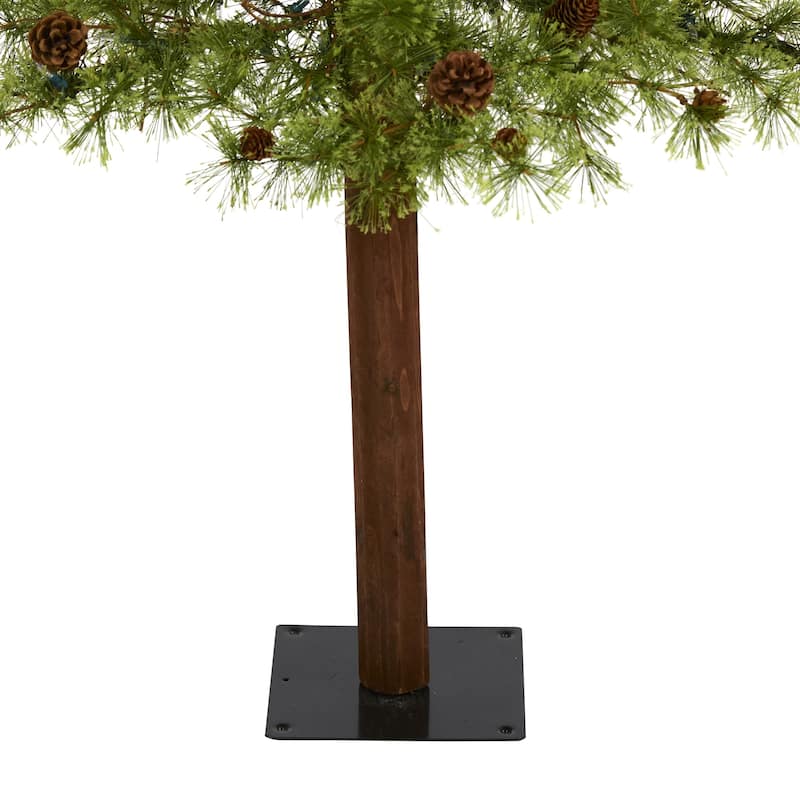 6' Pre-Lit Wyoming Alpine Artificial Christmas Tree, Clear LED Lights - 6 Foot