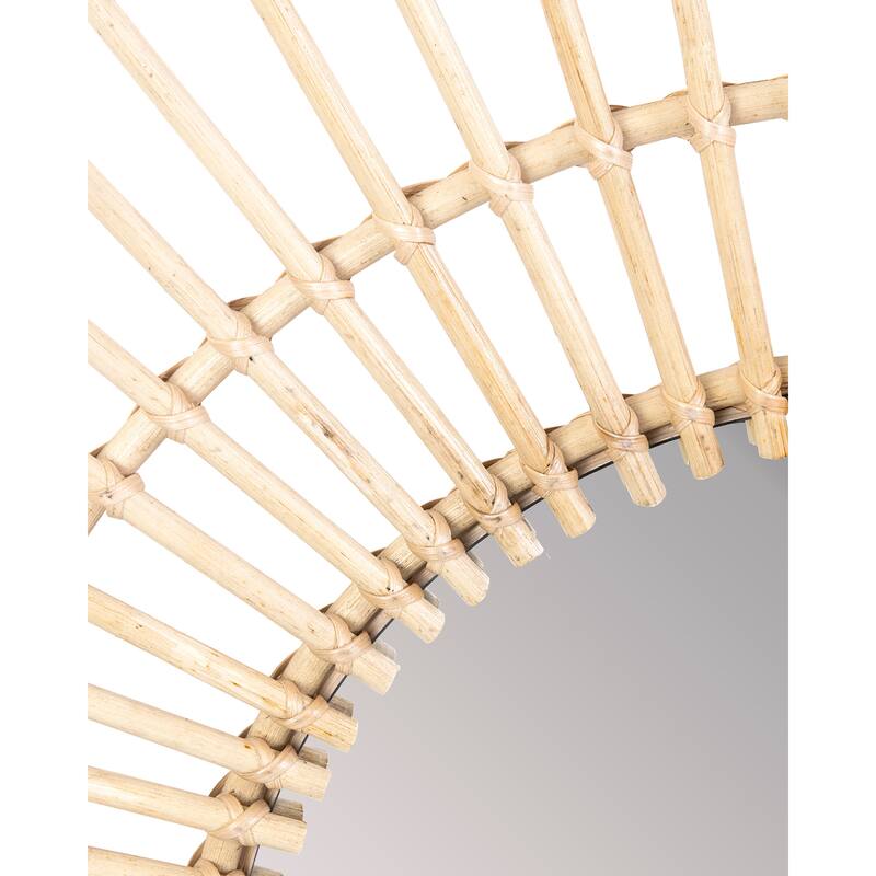 Natural Teak Wood Starburst Mirror by East at Main