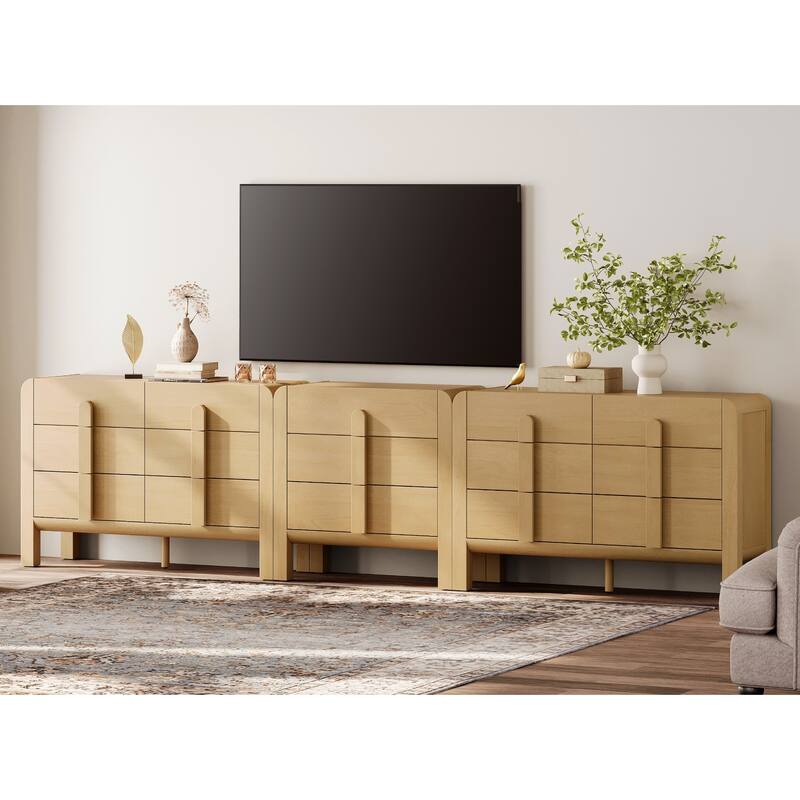 WAMPAT Modern Dresser TV Stand For Tvs Up To 120 Inch, 3-In-1 Wood Media Console With Drawers, Mid Century Entertainment Center