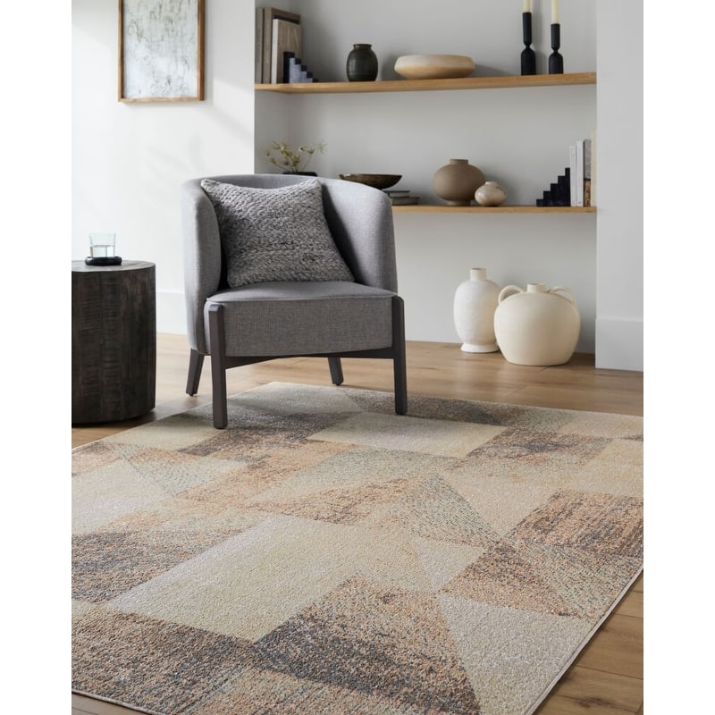 Livabliss Lillian Modern Washable Area Rug - 6'7" x 9' - Brown/Blue
