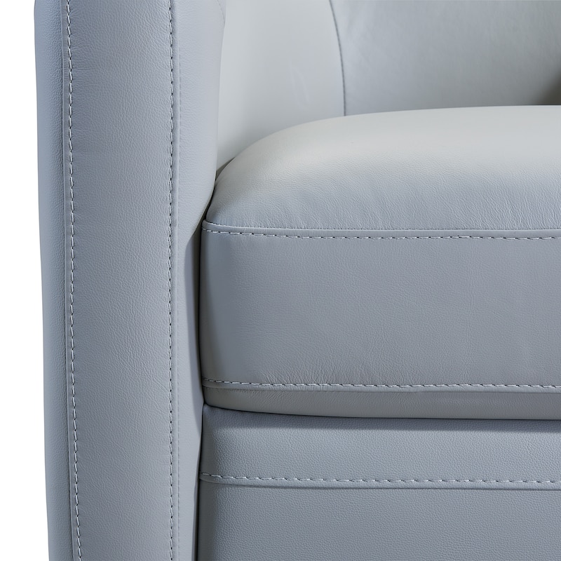 Desi Leather Swivel Barrel Arm Chair for Living Room