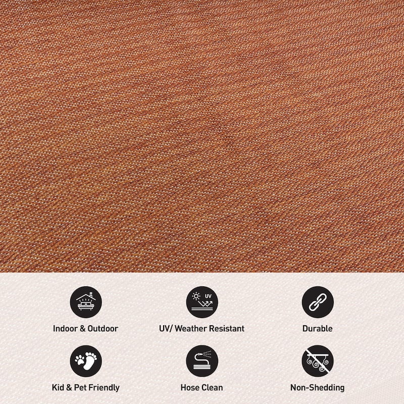World Rug Gallery Contemporary Bordered Weather Resistant Reversible Indoor/Outdoor Area Rug