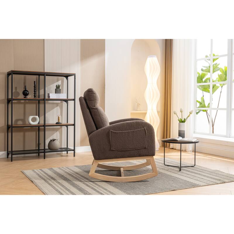 Teddy Fabric Rocking Chair With Right Pocket
