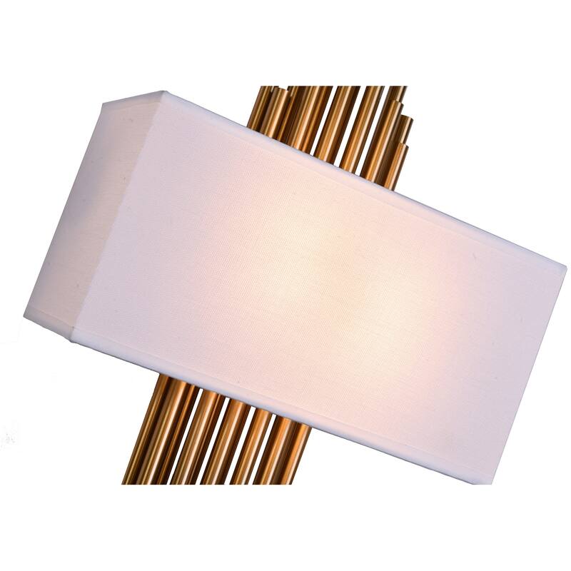 2-Light Gold Rod Wall Sconce With A White Shade