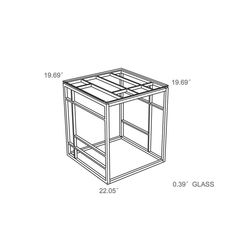 Somette 20" Square Glass Top with Ladder Style Frame