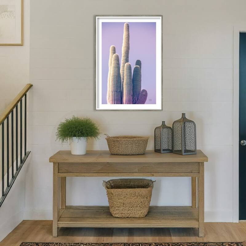 Saguaro Purple Pastel by Nathan Larson Wood Framed Wall Art Print