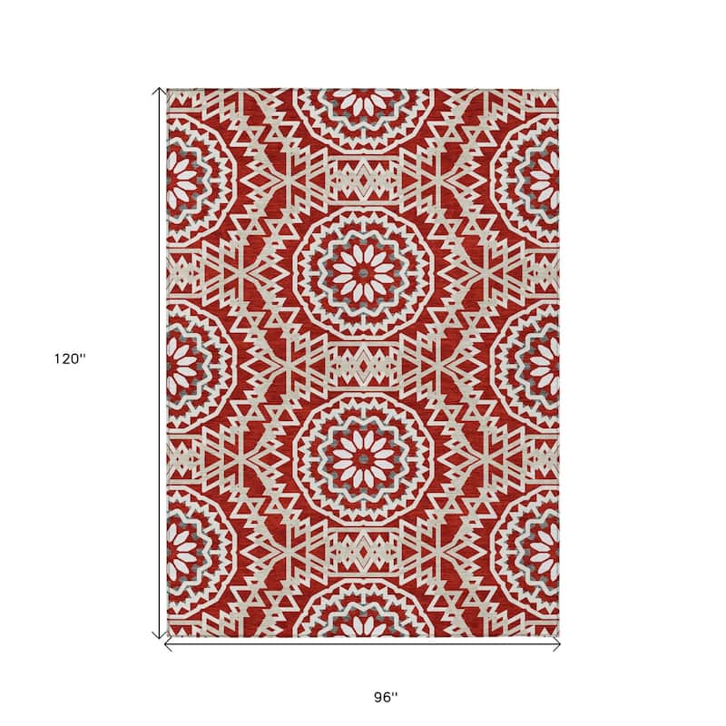HomeRoots Floral Medallion Transitional Rectangle Outdoor Rug
