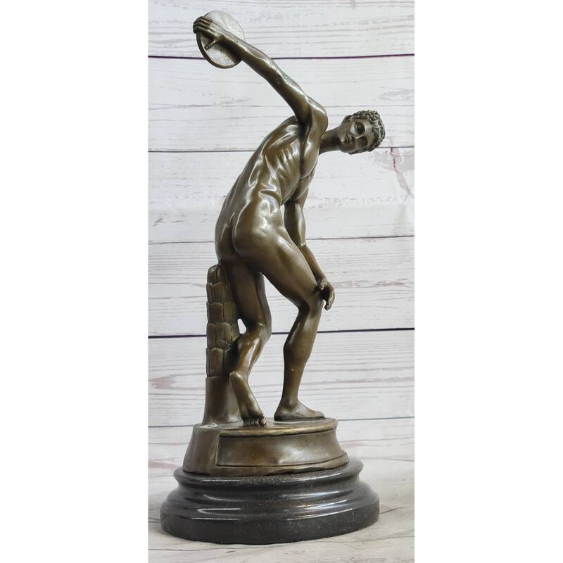 Vintage Grand Tour Bronze Sculpture Of Discus Thrower Discobolos Myron Lost Wax
