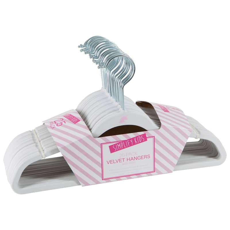 Simplify Kids 25 Pack Velvet Hangers - 0.15"x13.78"x8.07" - White