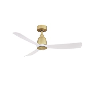 Fanimation Kute 44 inch Indoor/Outdoor Smart Ceiling Fan with Remote - Brushed Satin Brass with Matte White Blades