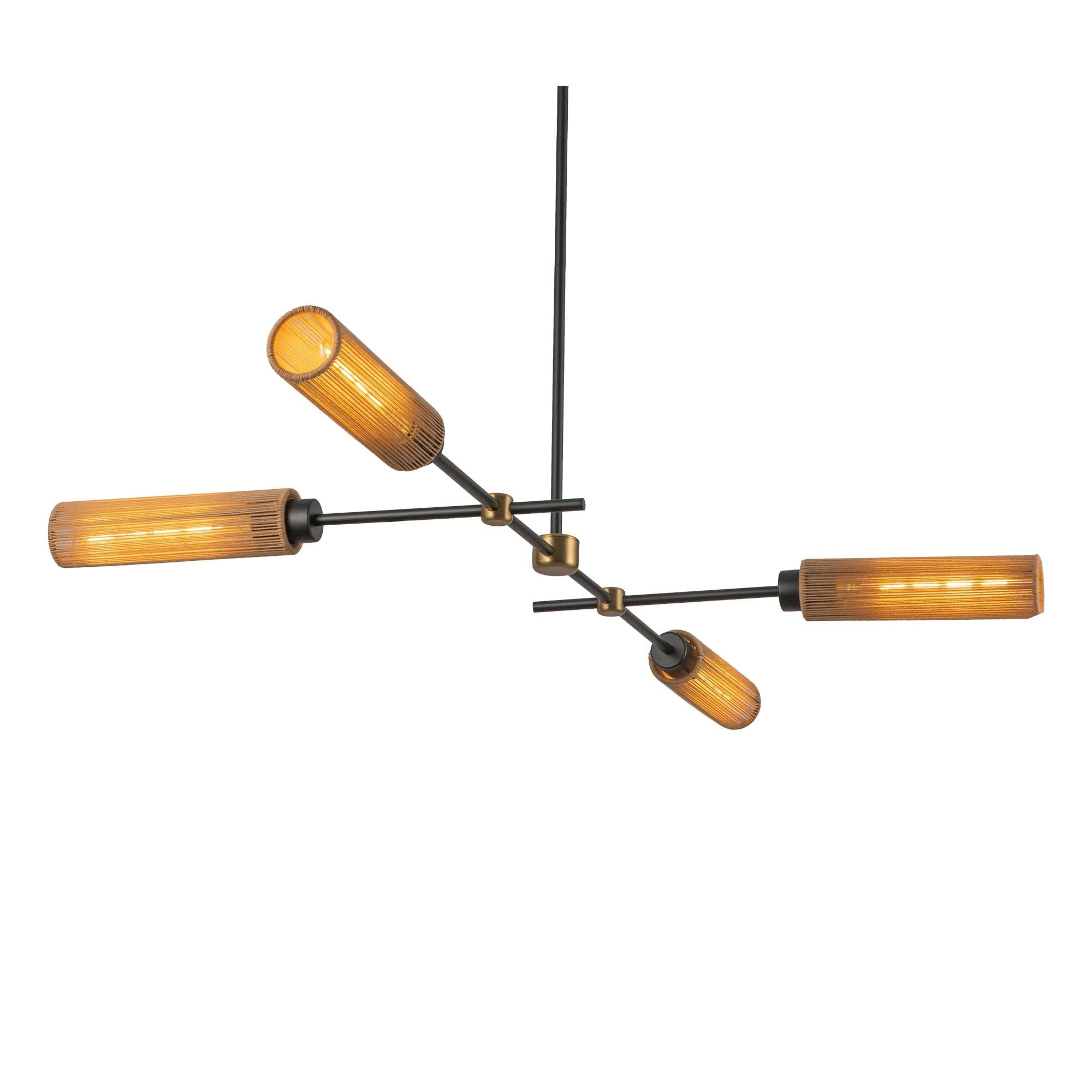 Alora Lighting LP491452 Colby 4 Light 52" Wide Linear Chandelier with - Matte Black / Tan Jute
