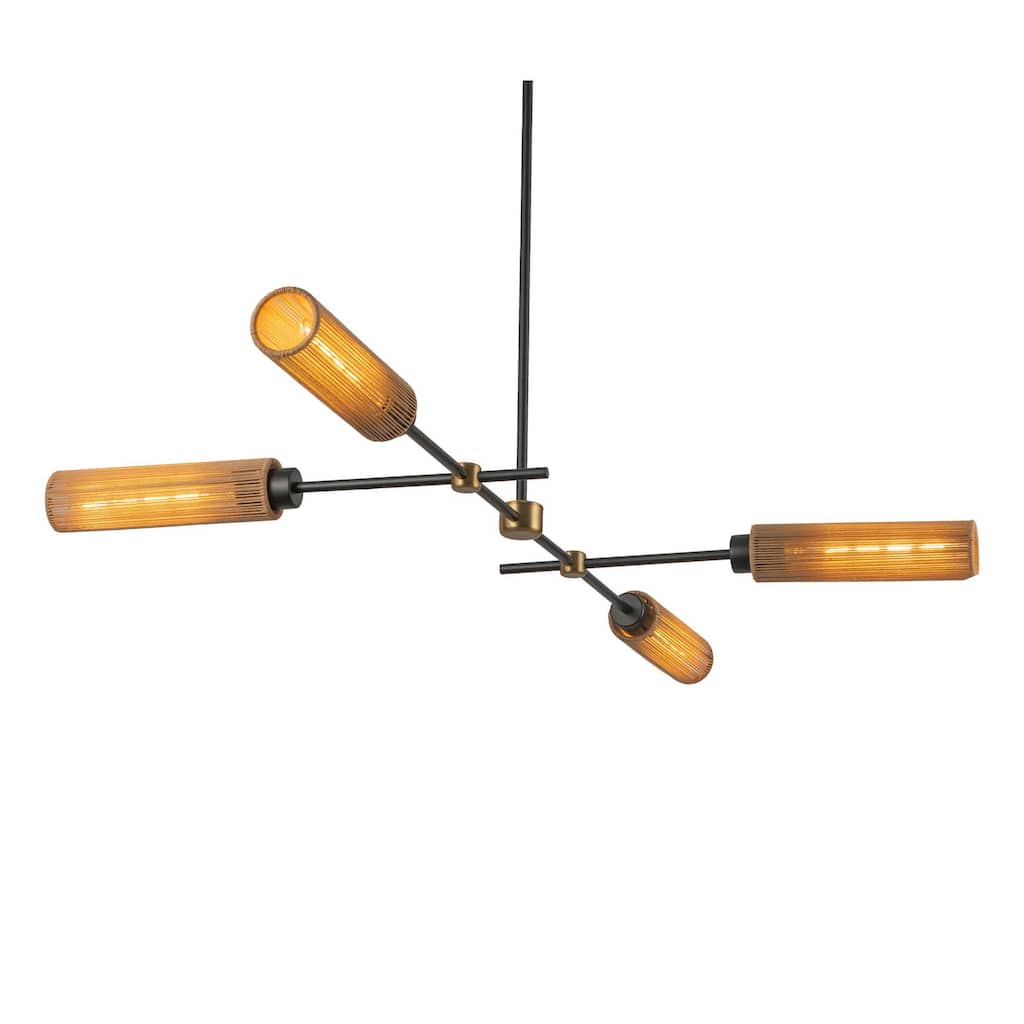 Alora Lighting LP491452 Colby 4 Light 52" Wide Linear Chandelier with - Matte Black / Tan Jute