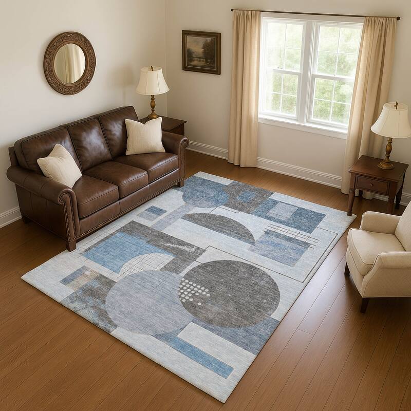 Premium Washable Super Soft Contemporary Mayfield Rug - Blue - 9' x 12'