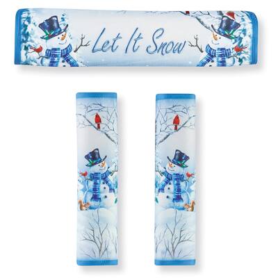 3-Piece Snowman Refrigerator Door & Oven Handle Appliance Covers - 7.000 x 4.000 x 1.750