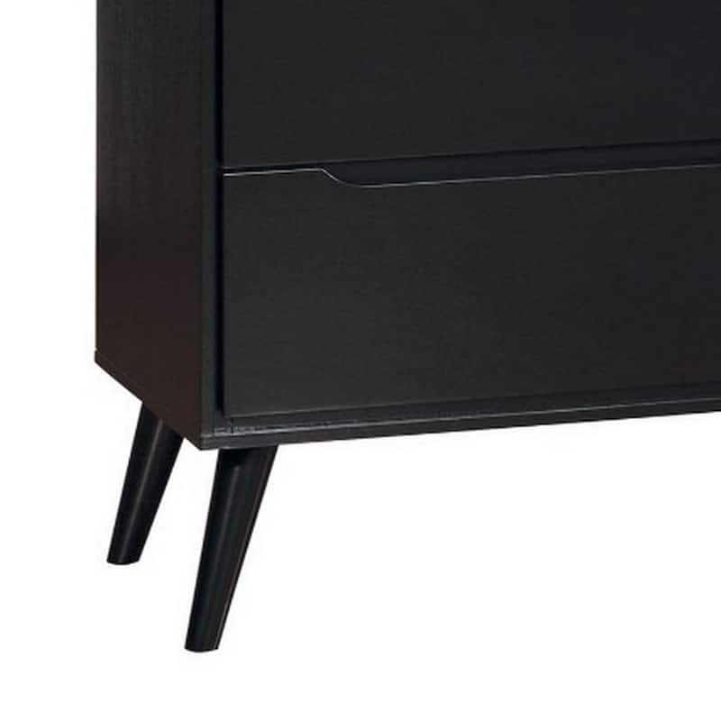 4- Drawer Wooden Chest With Round Tapered Legs, Black