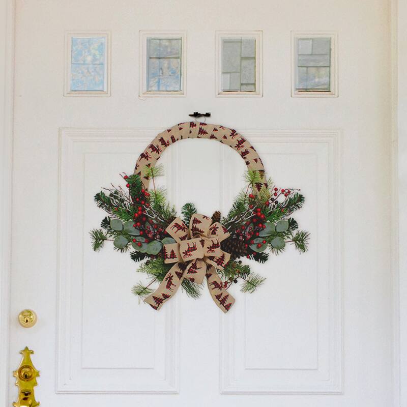 Burlap Wrapped Artificial Christmas Wreath - 24-Inch Unlit - 24"