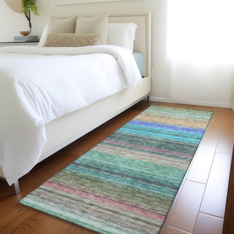 Premium Washable Super Soft Modern Stripes Mayfield Rug - Sage - 2'3" x 7'6"
