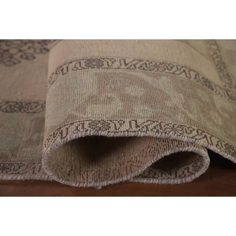 Hand Knotted Oriental 100% Wool Carpet Traditional Floral Beige & Ivories Tabriz Area Rug - 10' 1'' X 6' 3''