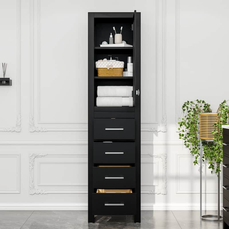 Eviva Aberdeen 18"W x 20"D x 72"H Espresso Freestanding Linen Cabinet