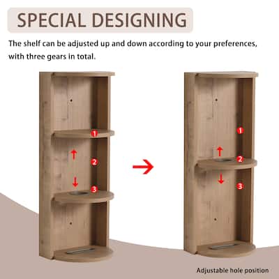 Wall Mounted Cabinet Floating Side Cabinet with Towel Shelf, Modern Storage Rack with 3 Adjustable Shelves