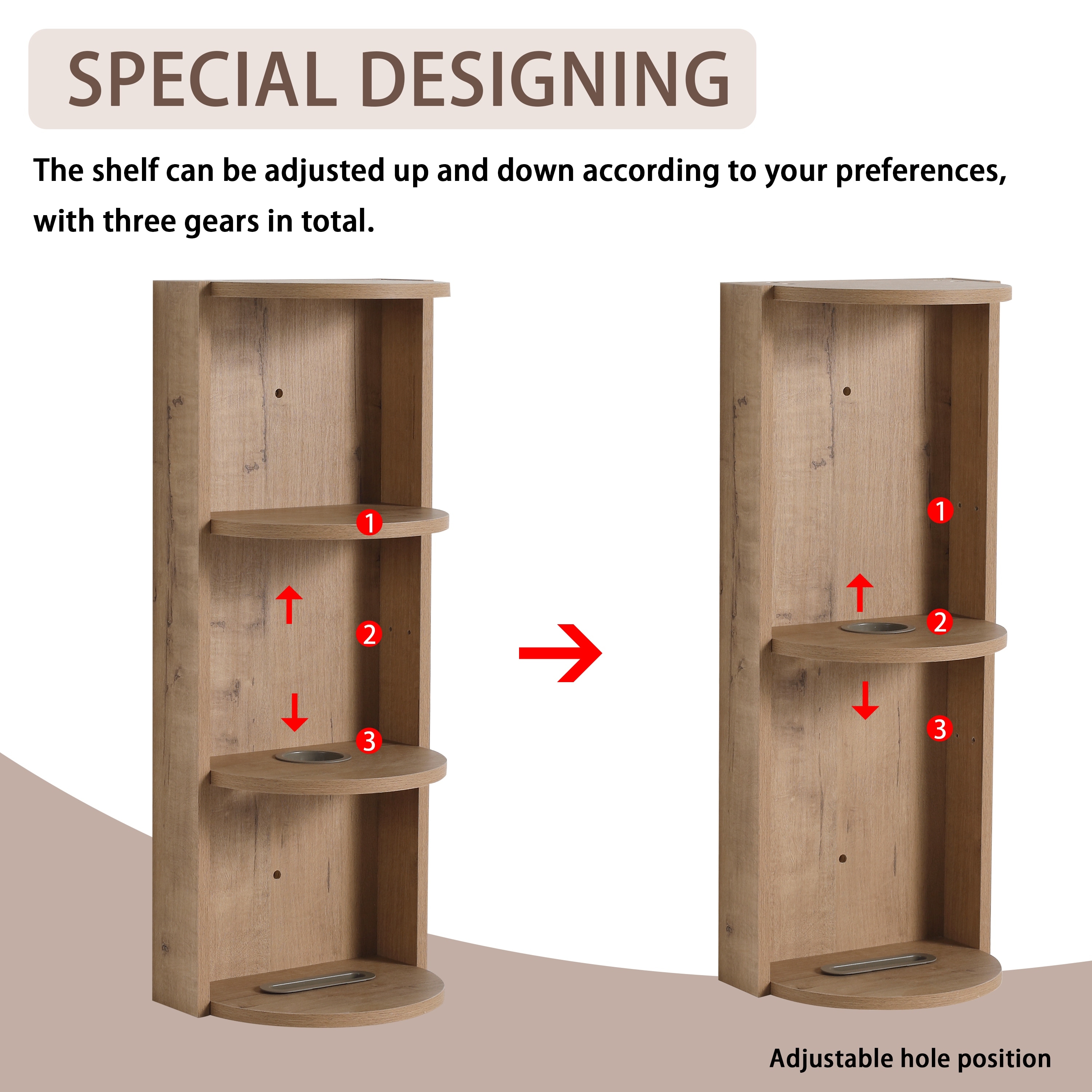 Wall Mounted Cabinet Floating Side Cabinet with Towel Shelf, Modern Storage Rack with 3 Adjustable Shelves