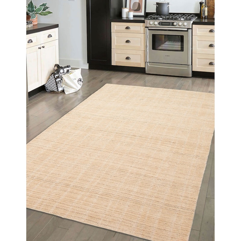 ECARPETGALLERY Hand Tufted Timeless Beige Wool Rug - 5'1 x 7'9