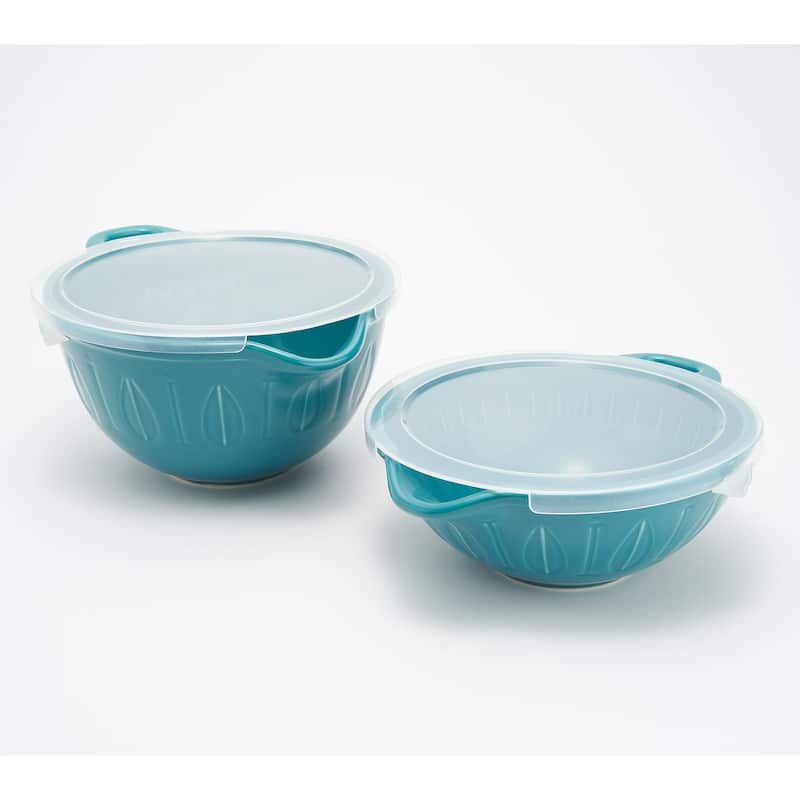 Mad Hungry 2-Piece Lip'n'Loop Mixing Bowl with Lids Model - Turquoise