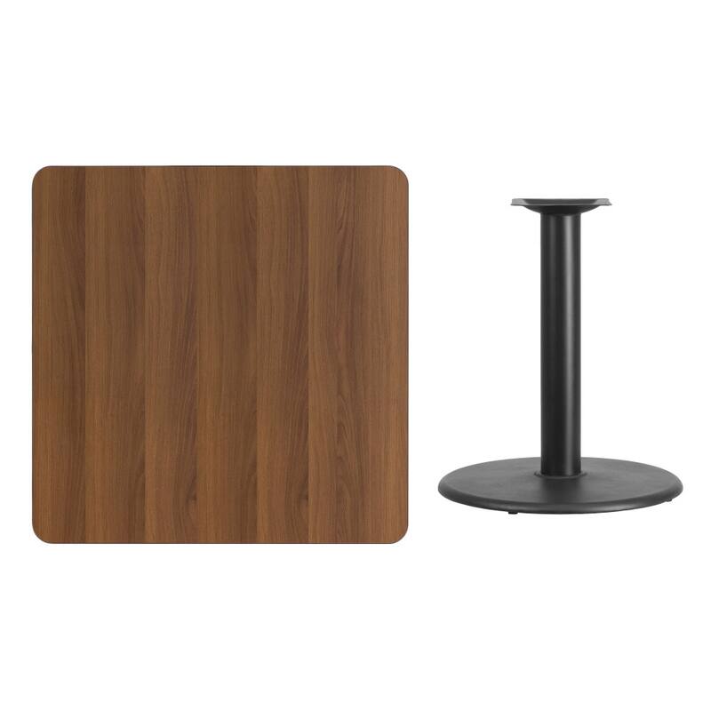 36'' Square Laminate Table Top with 24'' Round Table Height Base - 36"W x 36"D x 31.125"H - 36"W x 36"D x 31.125"H
