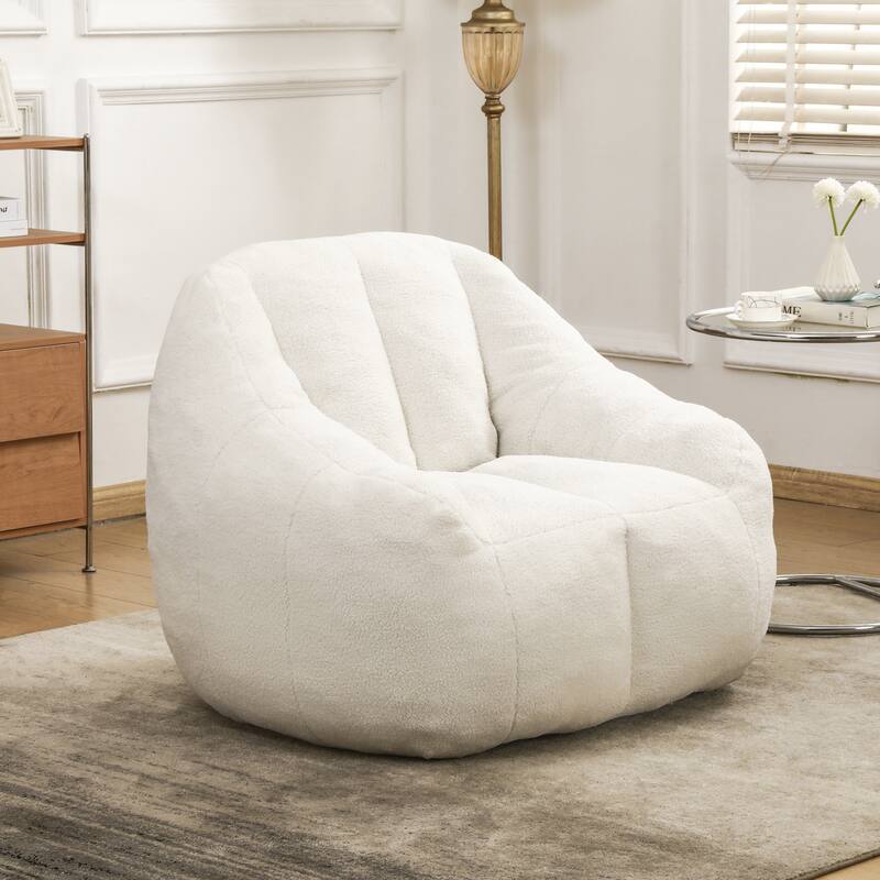 Modern Teddy Bean Bag Chair with Memory Foam Filler, Set of 1 - White